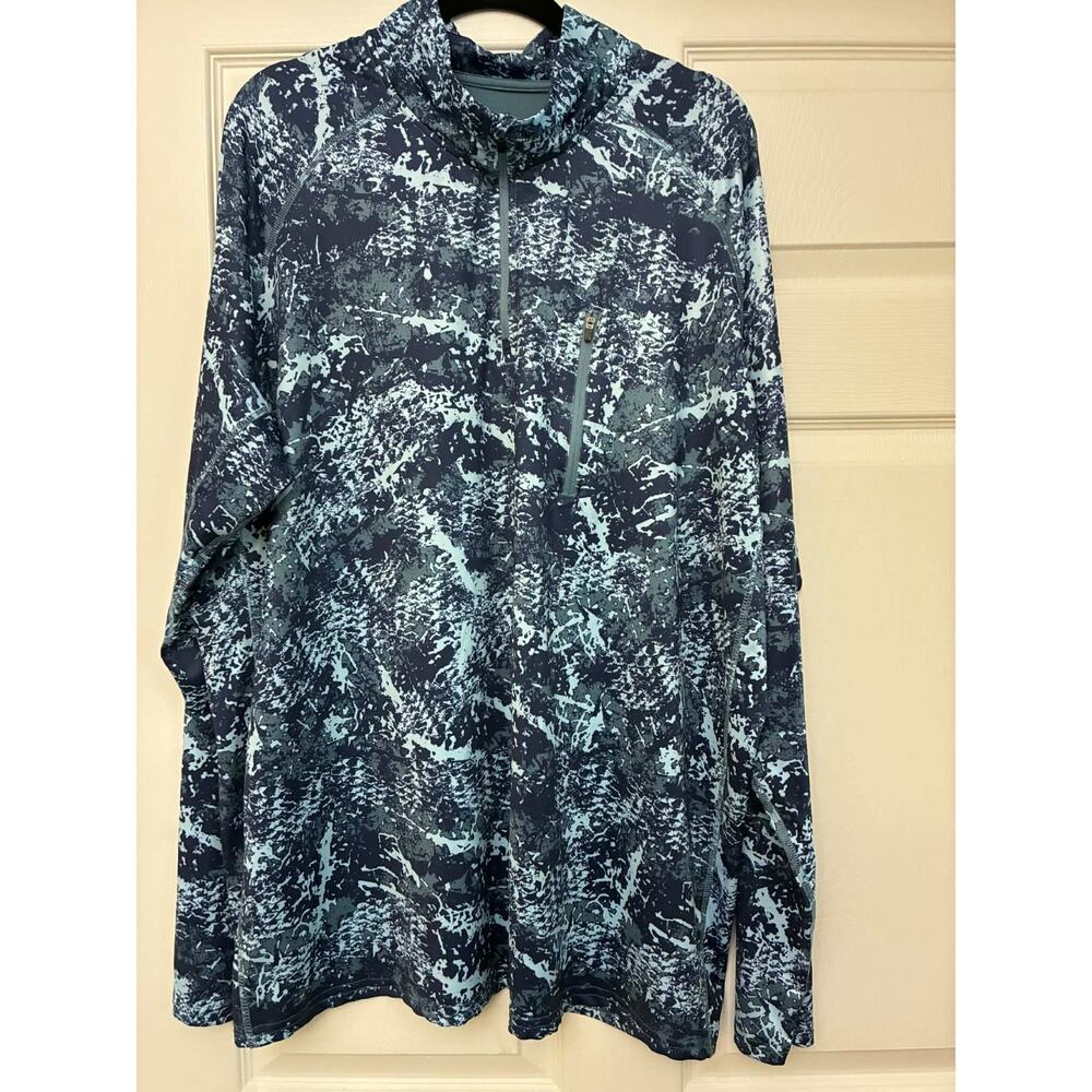 Slilver Bait Fishing Pullover 3XL Blue Camo 1/4 Zip‎ Performance Shirt Mens